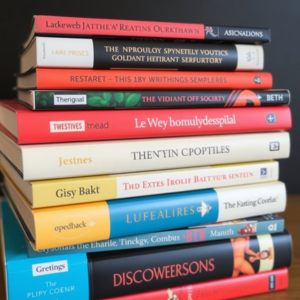 Books arranged by genre on a shelf